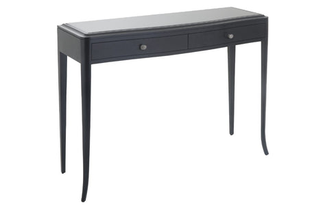 2 Drawer Dressing Table Mahogany with Black Finish and Glass Tops